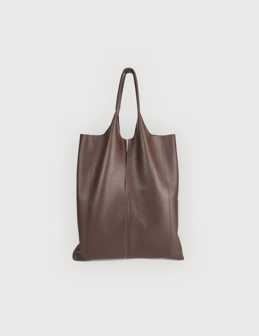 Envelope Shopping Bag in Leather - Moka