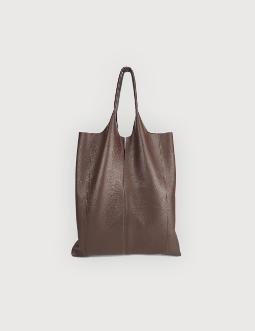 Envelope Shopping in Pelle Martellata - Moka