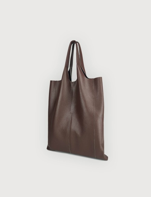 Envelope Shopping in Pelle Martellata - Moka
