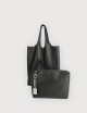 Borsa a Spalla Envelope Shopping in Pelle Martellata - Nera