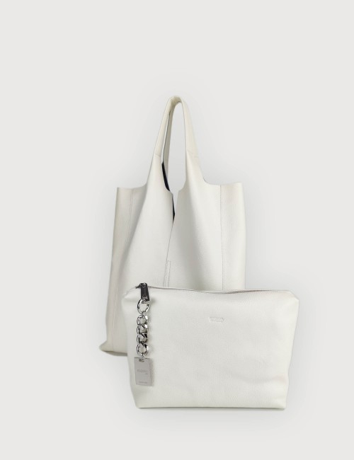 Envelope Shopping in Pelle Martellata - Off White
