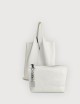 Borsa a Spalla Envelope Shopping in Pelle Martellata - Off White