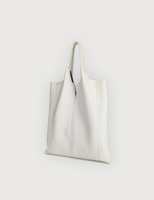 Envelope Shopping in Pelle Martellata - Off White