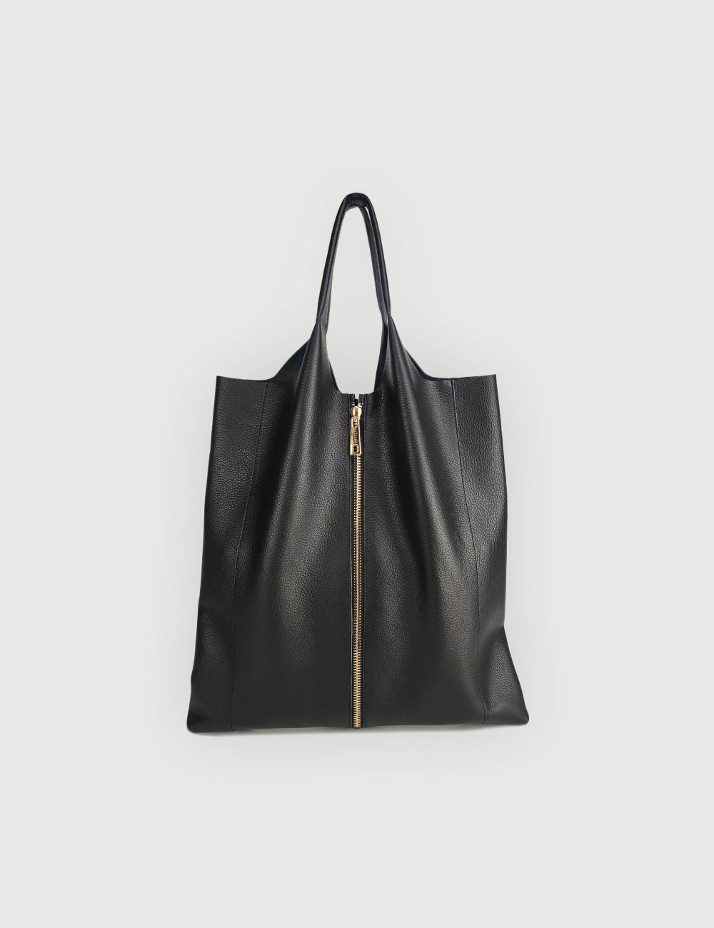 Envelope Zip Oro in Pelle Martellata - Nero