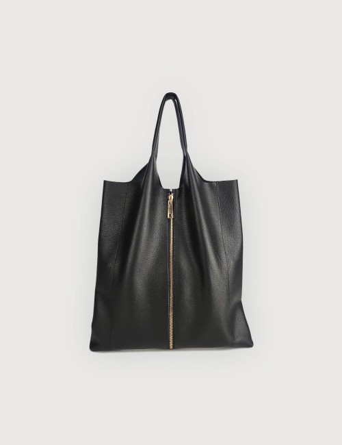 Envelope Gold Zip in Leather - Black