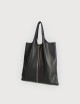 Borsa a Spalla Envelope Zip Oro in Pelle Martellata - Nero