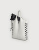 Envelope Shopping Bag in Leather with Interlaced Details - Off white