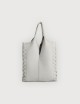 Borsa a Spalla Envelope Shopping in Pelle Martellata con Intreccio - Off White