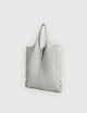 Borsa a Spalla Envelope Shopping in Pelle Martellata con Intreccio - Off White