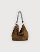 Borsa a Mano Piccola Ewa in Suede Intrecciato - Cuoio