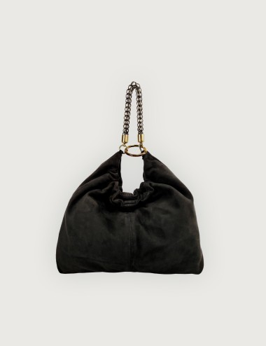 Ewa Simbol in Suede with Gold Details - Black