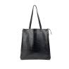 Borsa a Spalla Zeus Shopping in Pelle Stampa Coccodrillo - Nero