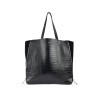 Borsa a Spalla Zeus Shopping in Pelle Stampa Coccodrillo - Nero