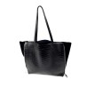 Borsa a Spalla Zeus Shopping in Pelle Stampa Coccodrillo - Nero