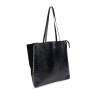 Zeus Shopping Bag in Crocodile Print Leather - Black